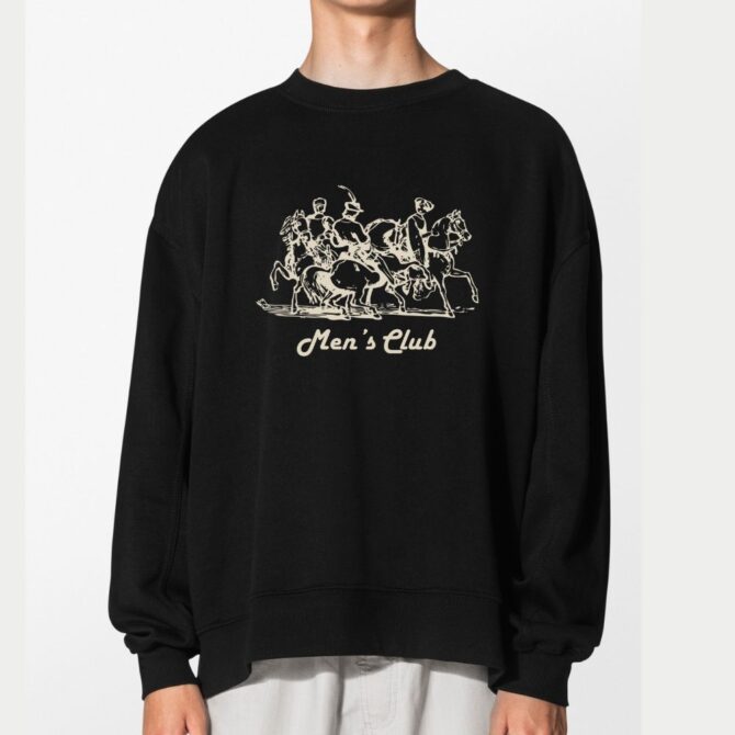Black Sweatshirt with men's club screen print