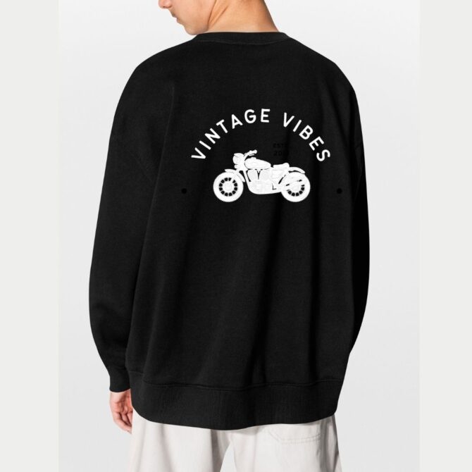 Black sweatshirt with Vintage bike print at back